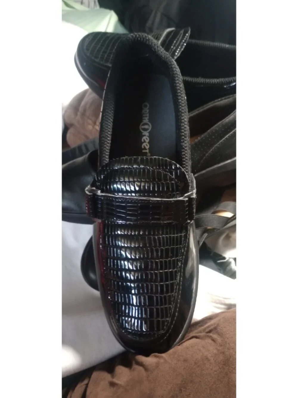 ORTHOFEET 819 CHELSEA CROC Black Women’s Size 11 D Patent Leather Shoes